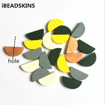 

New arrival! 25x12.5mm 300pcs/lot Environmental Paint semicircle-shape Wood beads for jewelry DIY making( desgin as shown)