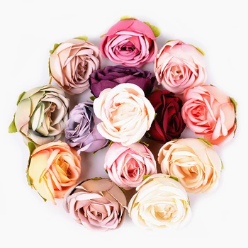 

5Pcs/lot Silk Rose Bud Autumn Color Artificial Flower Head DIY Handmade Wreath Scrapbook Wedding Home Decoration Fake Flower NEW