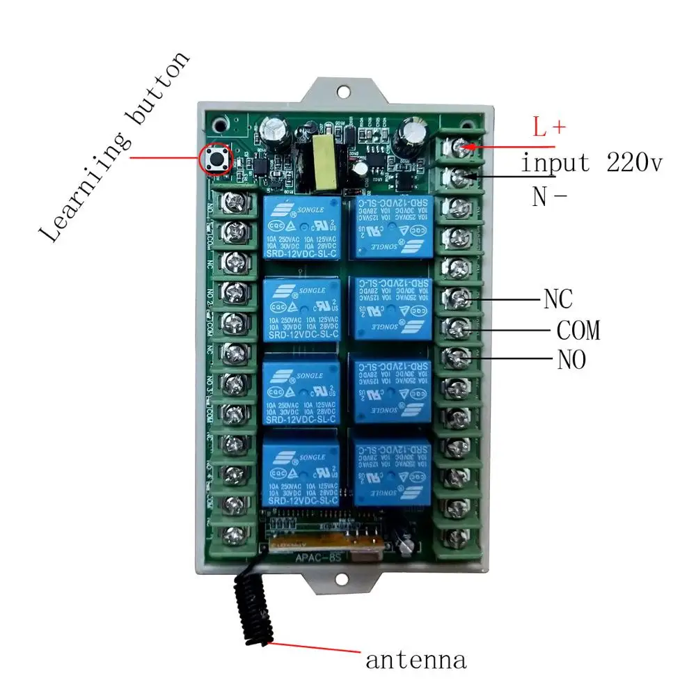 AC 220 V 8CH 8 CH беспроводной пульт дистанционного управления Переключатель системы дистанционного управления выключатель света реле с удаленным управлением приемник передатчик