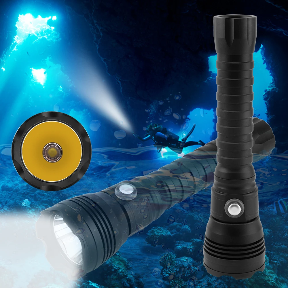 XHP70.2 светодиодный вспышка для подводного погружения и светильник Тактический 26650 фонарь белый светильник 4000 люмен подводный 100 м Водонепроницаемый XHP70 лампа для дайвинга фонарь