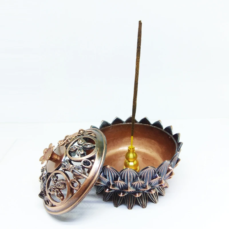 YX Copper Incense Holder Alloy Lotus Burner Sandalwood Indian Stick