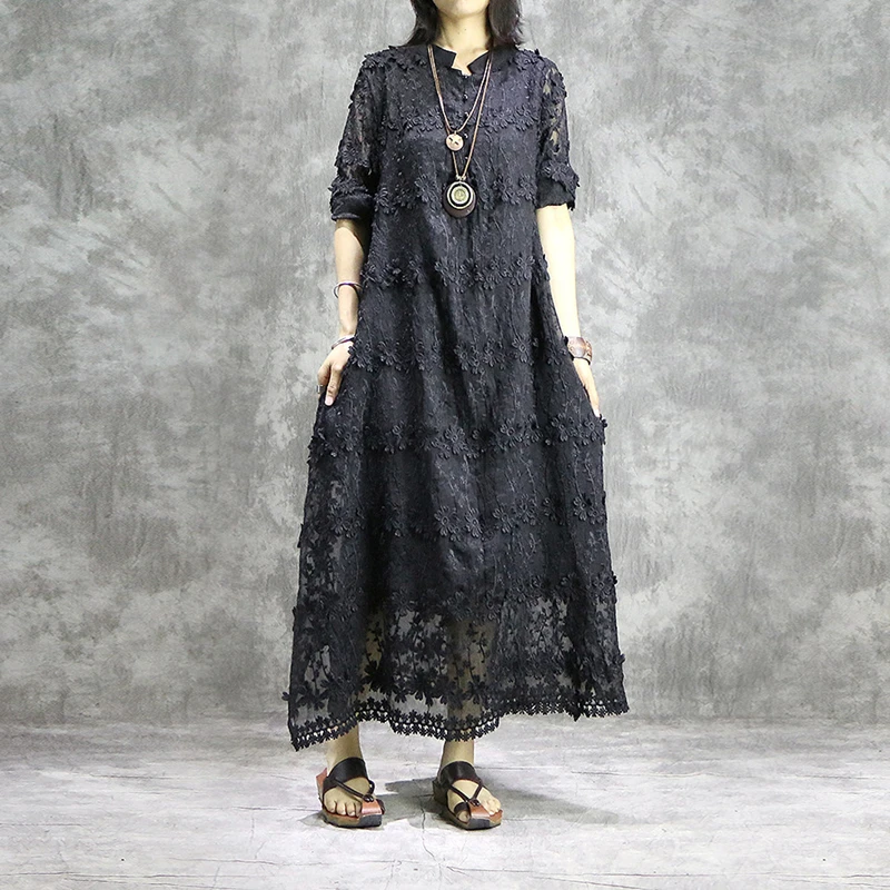 

Johnature New Style Casual Original Women Dress 2019 Spring Summer Solid Color Lantern Sleeve Loose Cotton Female Dress