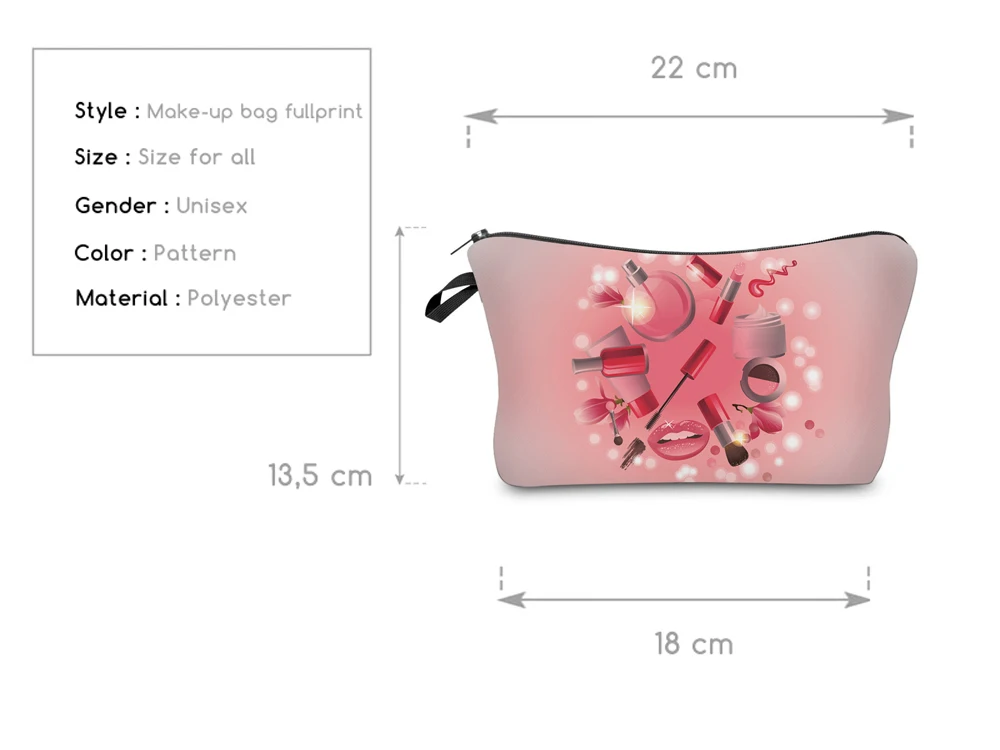 Deanfun 3D печать косметичка новая мода полиэстер розовый на молнии потребности для женщин Макияж дорожный Органайзер 50749