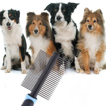 

Detangler Dog Cat Comb Grooming Tool Desheding Trimmer Brush Double-sided For Long Hair Pet Collie Samoyed Shetland Sheepdog
