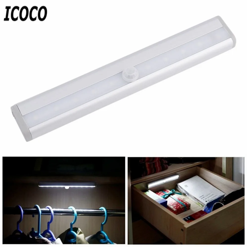 

ICOCO High Bright TDL-7120 10 LED IR Infrared Motion Detector Wireless Sensor Lighting Closet Night Lamp Cabinet Wardrobe Light