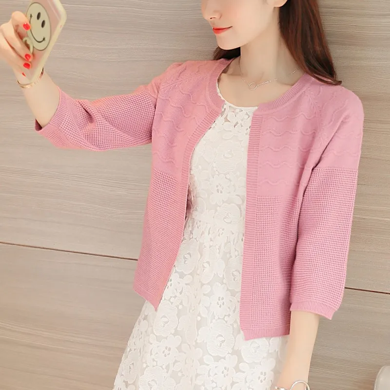 

Spring and summer Jacket Womens 2019 Korean all-match loose sweater cardigan sweater shawl small thin air