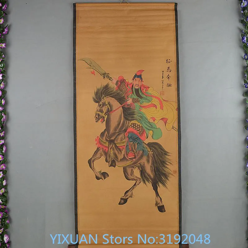 

TNUKK An archaize living room office decoration, painting, celebrity painting and horse Benz Guan Yu.