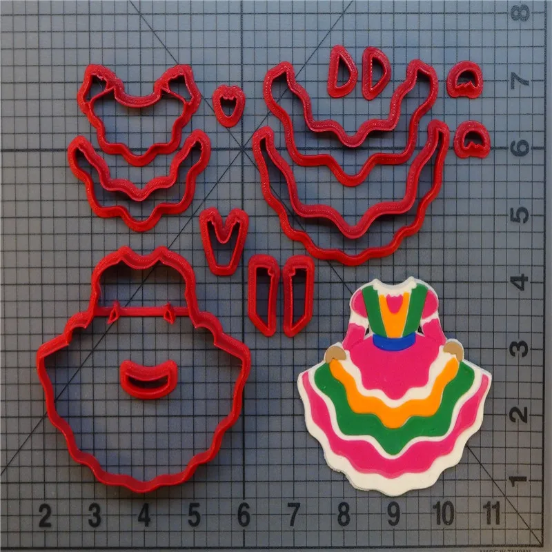 

Beautiful China Poblana Dress Cookie Cutter Cake Decorating Tools Custom 3D printed Fondant Cupcake Mould PLA Tools Cake Tools