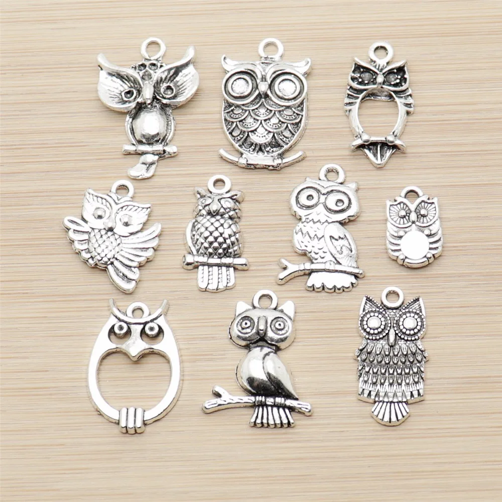 Винтажные Подвески Mix Owl 50 шт./лот подходят для браслетов ожерелий подвесок