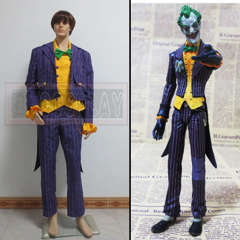 

Hot selling Custom made movie Batman cosplay costume Arkham Asylum Joker Cosplay Costume Coat Suit