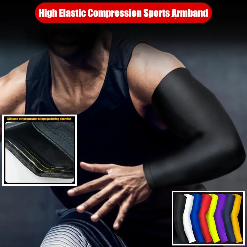 

2p Basketball Brace Support Lengthen Arm Sleeves Guard Sports Safety Elastic Elbow Pads Arm Warmers,Compression Anti-UV Non-slip