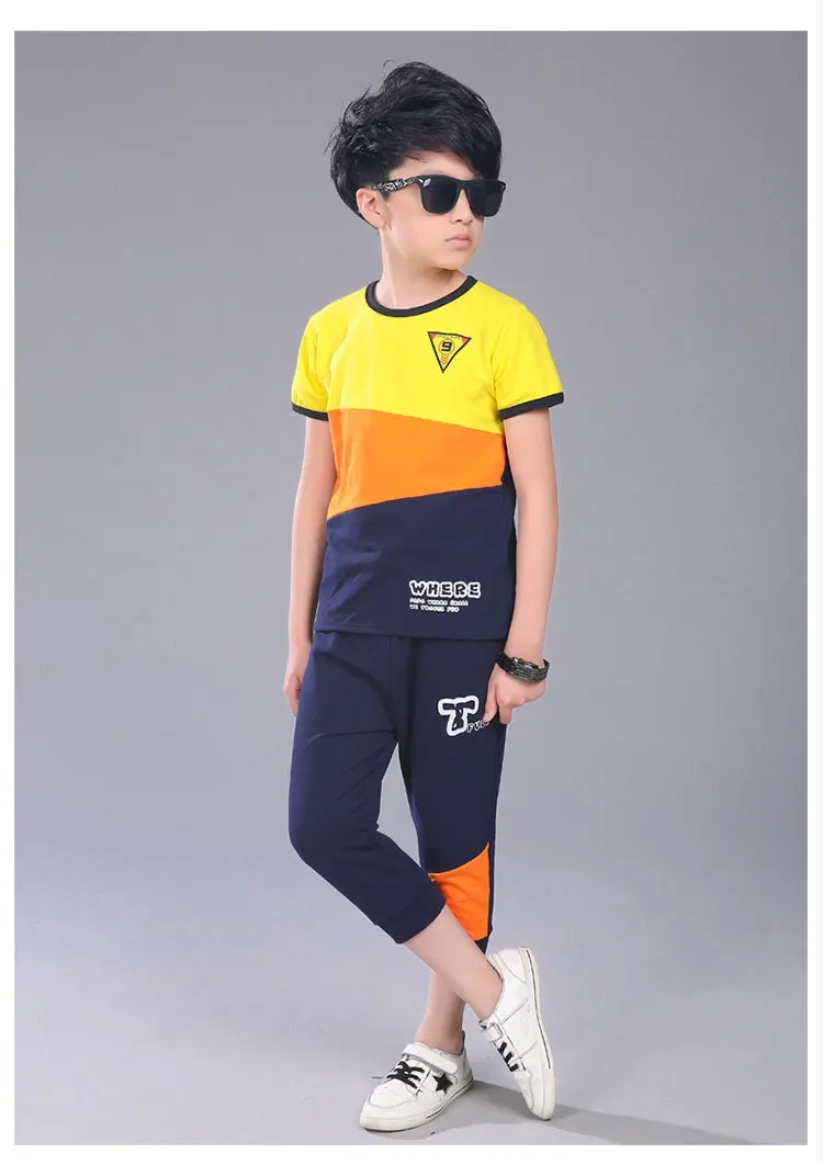 Casual Active Boys Clothes Set Summer Teenage T Shirt Short Pants Children Suit 2019 Kids Outfits Sports Clothing For Boys 2 Pcs (4)