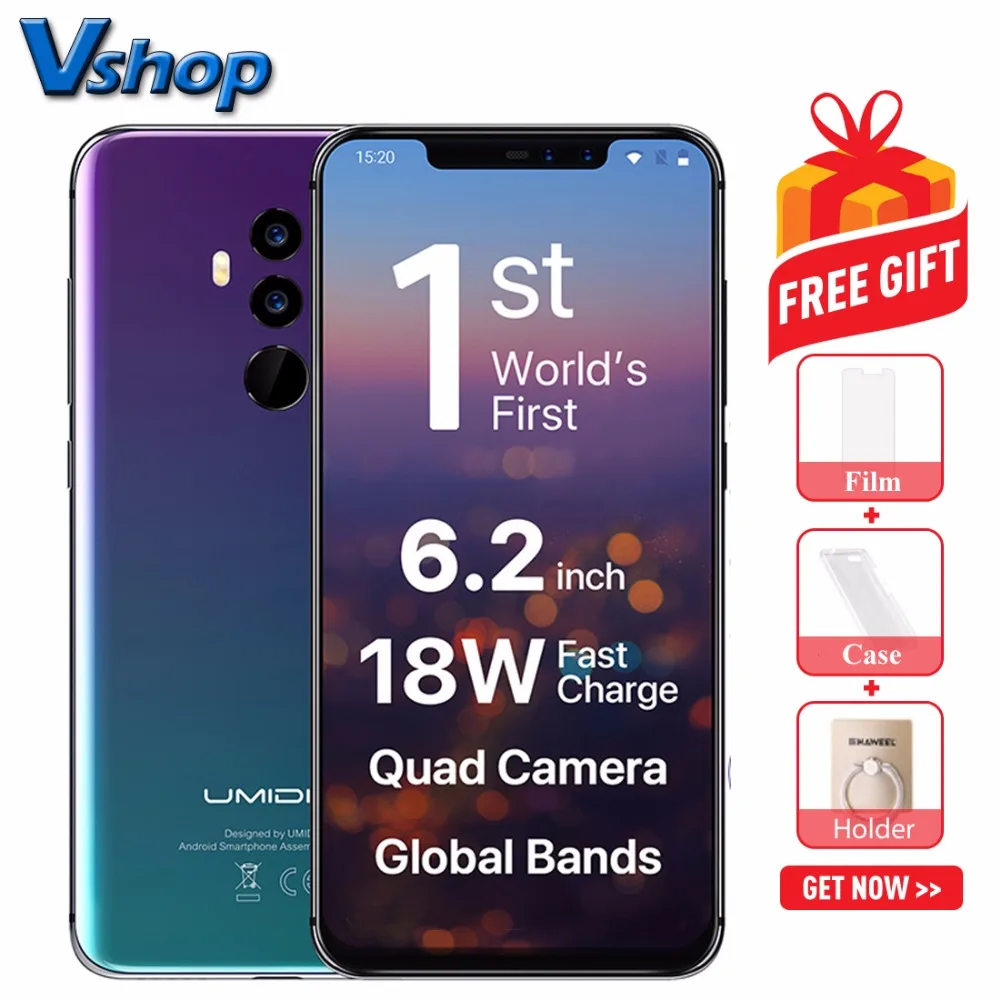 UMIDIGI Z2 4G Global версия мобильных телефонов Android 8 1 6 ГБ + 64 GB Helio P23 восьмиядерный