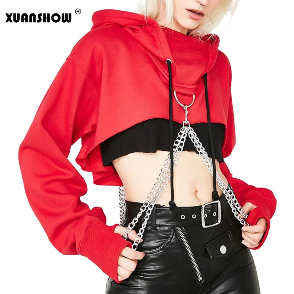 loose crop top hoodie