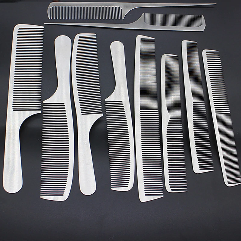 10pcs/set Professional Salon Combs Set Stainless Steel Hair Comb Ultra
