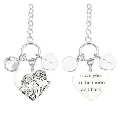 

Customzied Women's Photo Engraved Tag Heart-Shaped Silver Bracelet - Print on Demand for Shopify Dropshipping