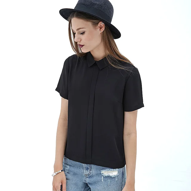 black chiffon blouse short sleeve