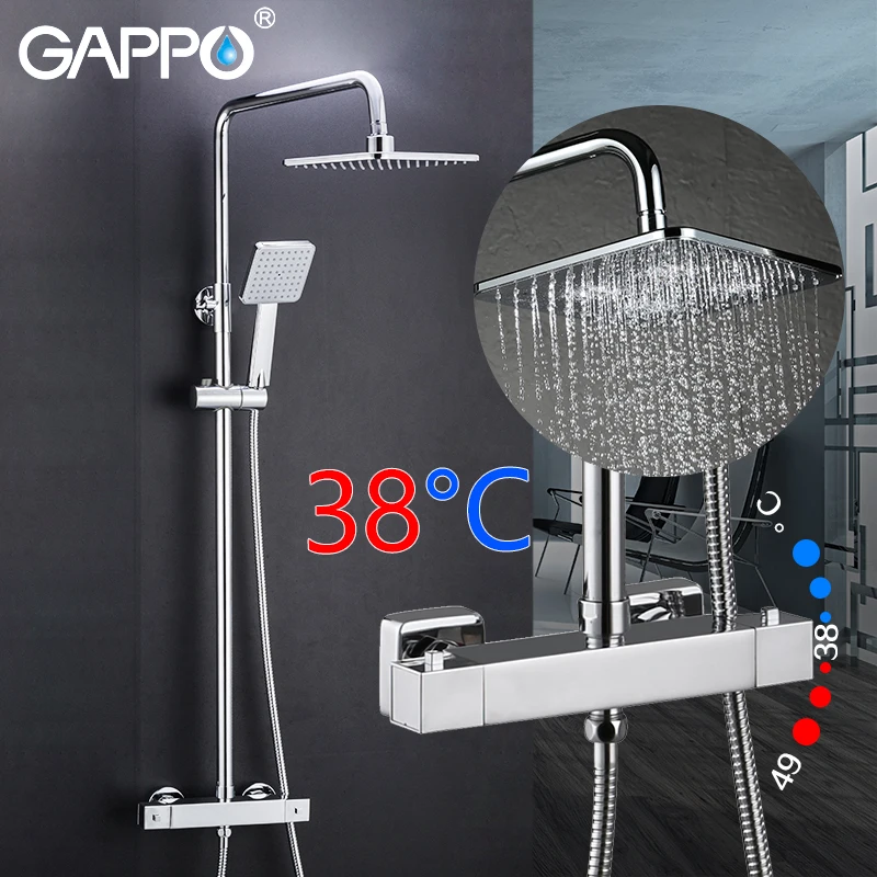 GAPPO wall mount shower faucet bath tap mixer rainfall shower set thermostatic water mixer brass shower mixer tap