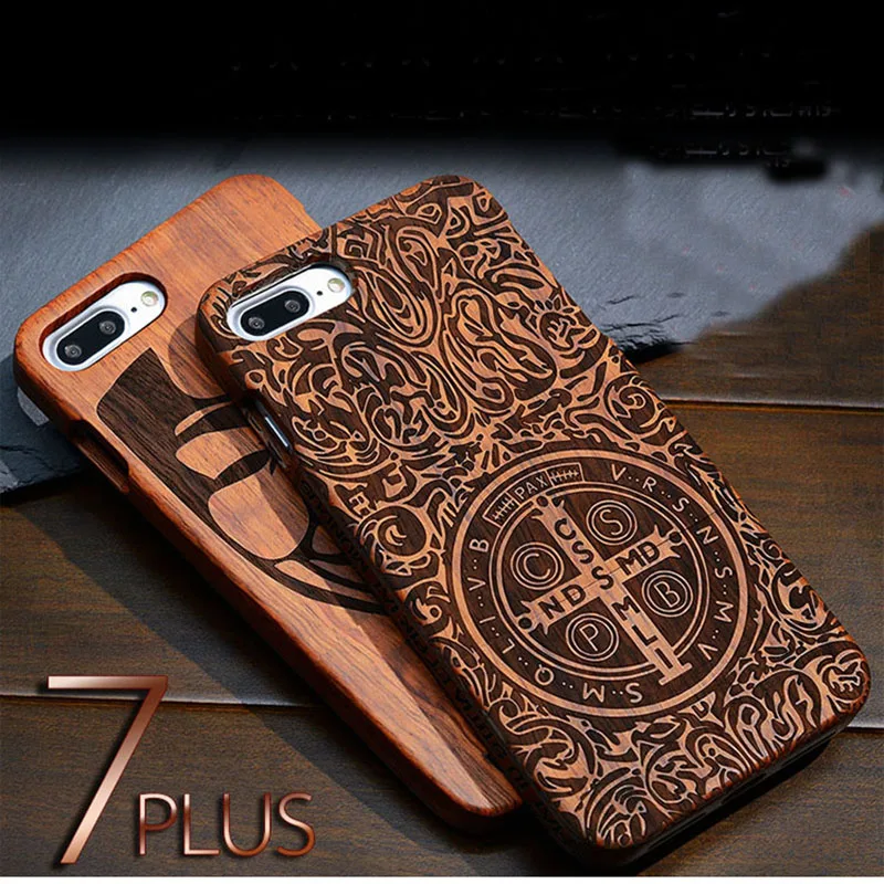 100% Натурального Дерева Case Для iPhone 7 Plus Vintage Luxury Жесткий задняя Крышка Корпуса 5 5S SE