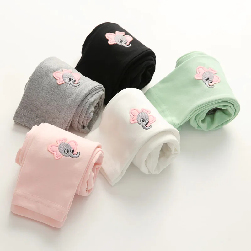 

2018 Spring Autumn 2-10T Years Baby Kids Children Slim Cute Elephant Print Full Length Capri Basic Little Girls Cotton Leggings