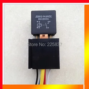 

Free shipping (5sets/lot) good quality JD1914(2912) 24v DC 4Pin auto relay 4P heavy duty high current 80A 80amp with socket base