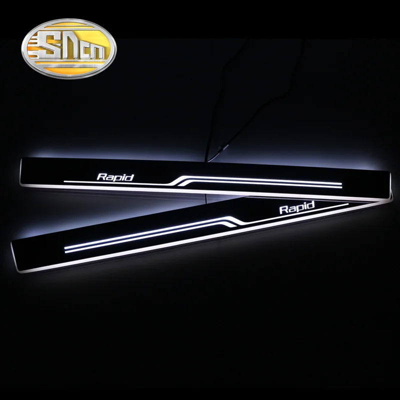 

SNCN 4PCS Acrylic Moving LED Welcome Pedal Car Scuff Plate Pedal Door Sill Pathway Light For Skoda Rapid 2015 2016 2017 2018