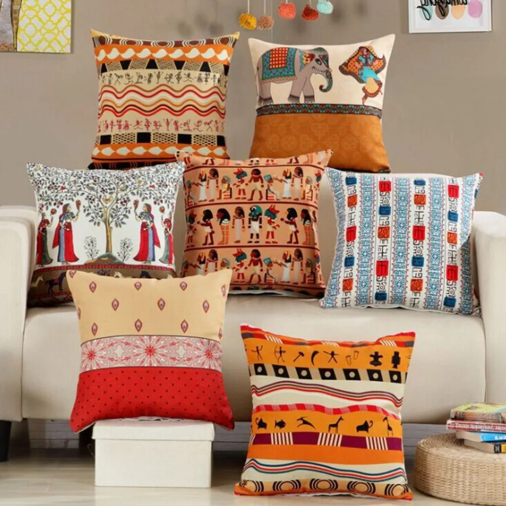 Luxury African Woman Decorative Cushion Cover Egypt Style Pillows Case