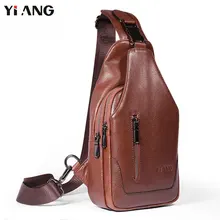 YIANG винтажная нагрудная сумка мужская нагрудная сумка на одно плечо с ремнем сзади Сумки из натуральной кожи сумки через плечо сумка-мессенджер для планшета