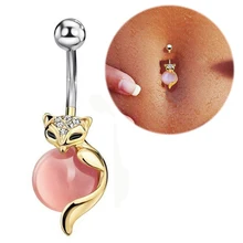 Модные Золотые кольца для пирсинга в виде лисы пупка, кольца для пупка с серебряным покрытием, ювелирные изделия для пирсинга живота, аксессуары для женщин