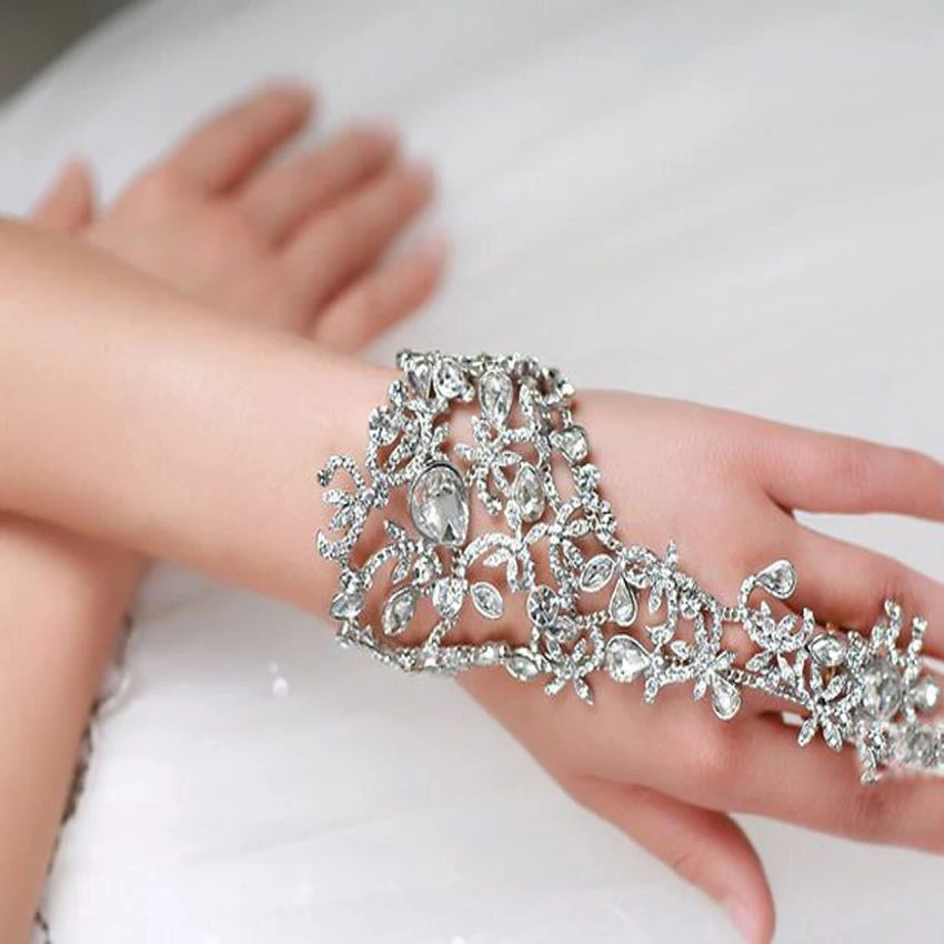 Новые роскошные Кристальные Свадебные перчатки на запястье без пальцев Свадебные Ювелирные Браслеты для невесты горячая Распродажа бисера свадебные браслеты