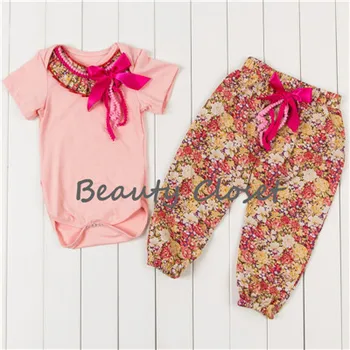 

Adorable Baby Girl Clothes Set Cotton Bodysuit With Pants Set Infant Girl Floral Clothing Set