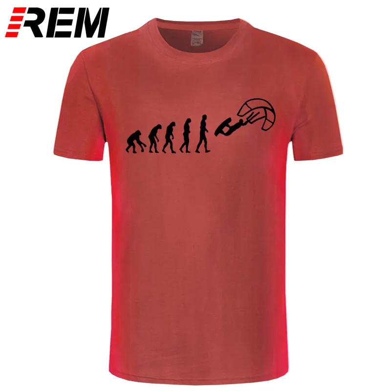 REM Funny Kitesurf Shirt-Kite Surfinger Evolution Kite Boarding, хлопок, футболка классная с принтом, облегающая футболка с буквенным принтом - Цвет: red black