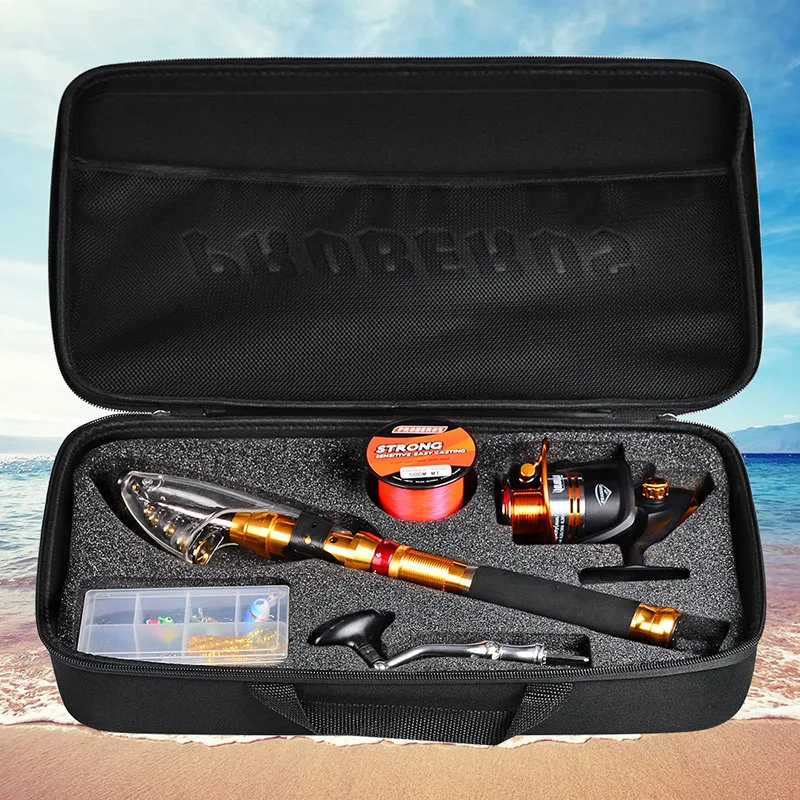 تلسكوبي الصيد Rod1.8-2.7 m بكرة كومبو يشبع عدة الصيد قضيب والعتاد + الغزل بكرة + خط السحر السنانير مع حقيبة ل فارا دي pesca