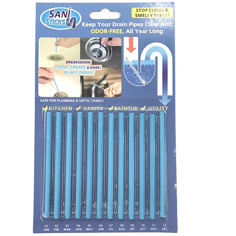 12/набор палочки Sani Sticks масло для обеззараживания кухни Туалет Слив для ванны очиститель Чистка канализации стержень удобный канализационный волос Cl