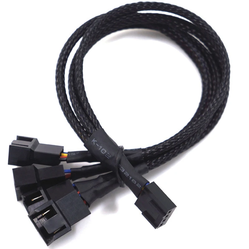 BoMiVa 4 Pin Pwm Fan Cable 1 To 2/3/4 Ways Splitter Black Sleeved 27cm Extension Cable Connector 4Pin PWM Extension Cables BoMiVa 4 Pin Pwm Fan Cable 1 To 2/3/4 Ways Splitter Black Sleeved 27cm Extension Cable Connector 4Pin PWM Extension Cables