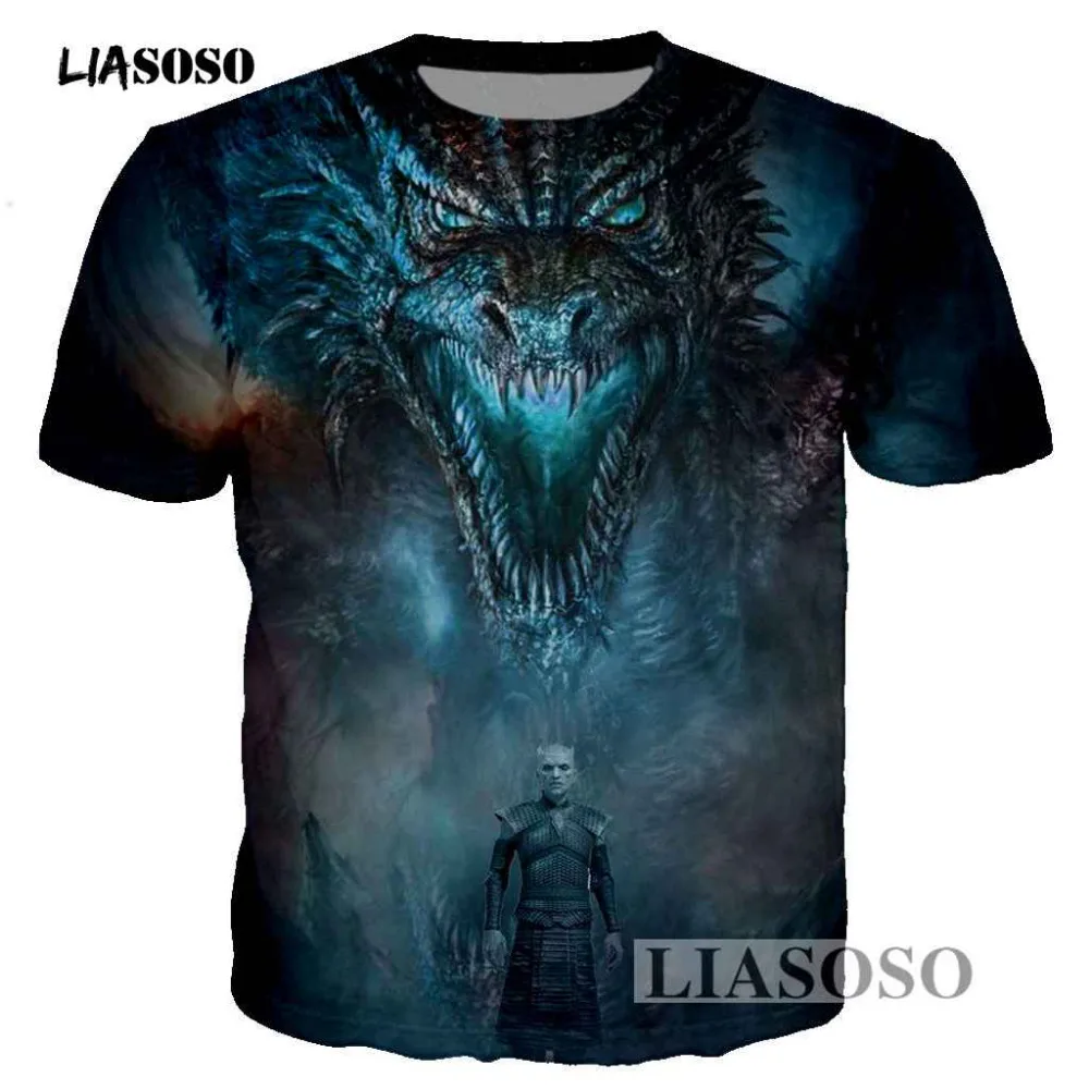 

LIASOSO Game of Thrones Dragon Playing Fire 3D Printed Men/Women T-shirt casual men tshirt Tops Tee Fashion Print t shirt T3419