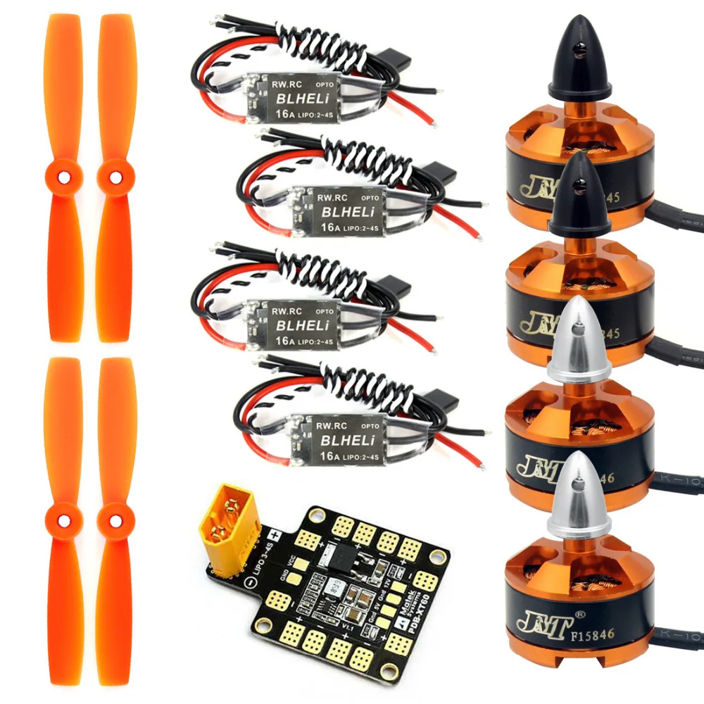 

1set 1806 2400KV Brushless Motor + Mini BLHeli OPTO 16A ESC + 5045 Propellers CW CCW with PDB BEC for 250 210 RC Drone