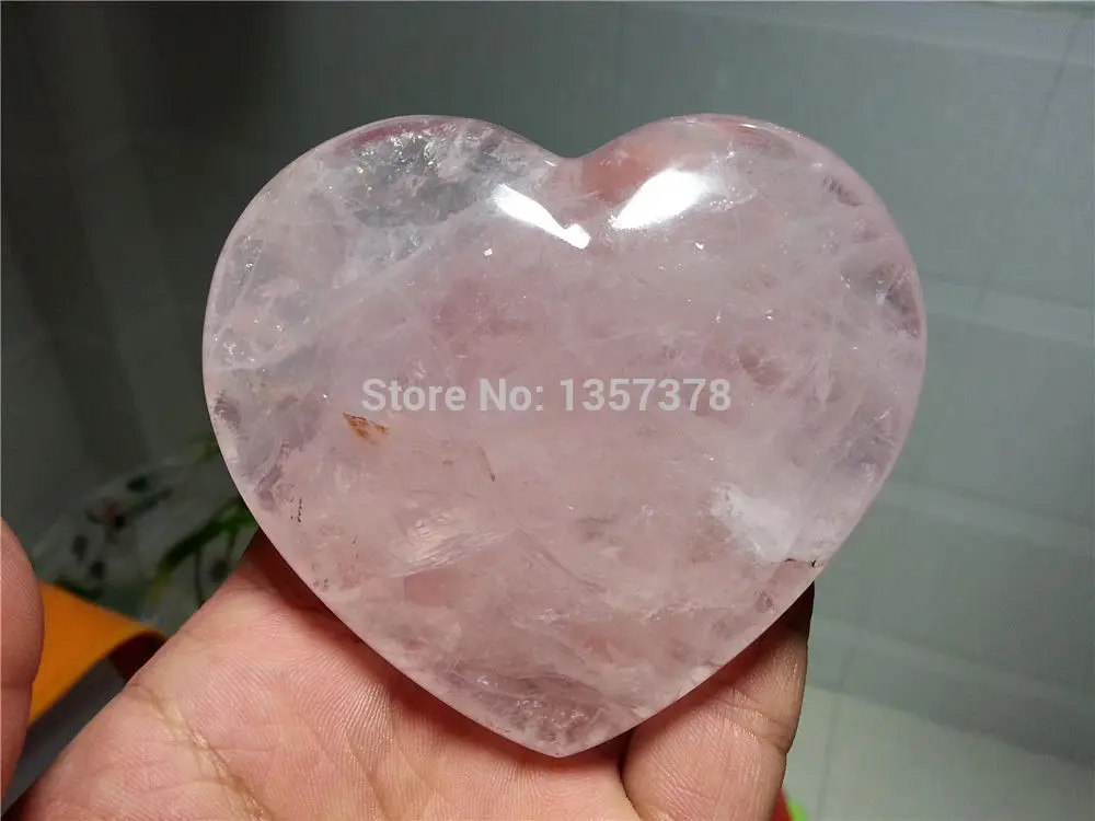 

huij 00462 NATURAL PRETTY ROSE QUARTZ CRYSTAL HEART HEALING Bronze Statue