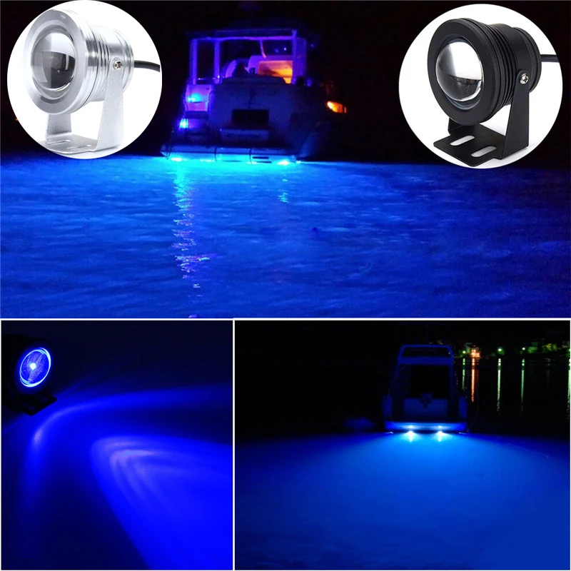 

12V 10W Underwater Light Marine Boat Yacht Fishing Lamp LED Flood Light Blue White