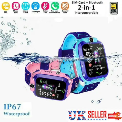 Comprar Reloj inteligente resistente al agua para niños, reloj inteligente GPS seguro antipérdida, rastreador de niños, llamada SOS, reloj inteligente Sim para Android iOS gran oferta