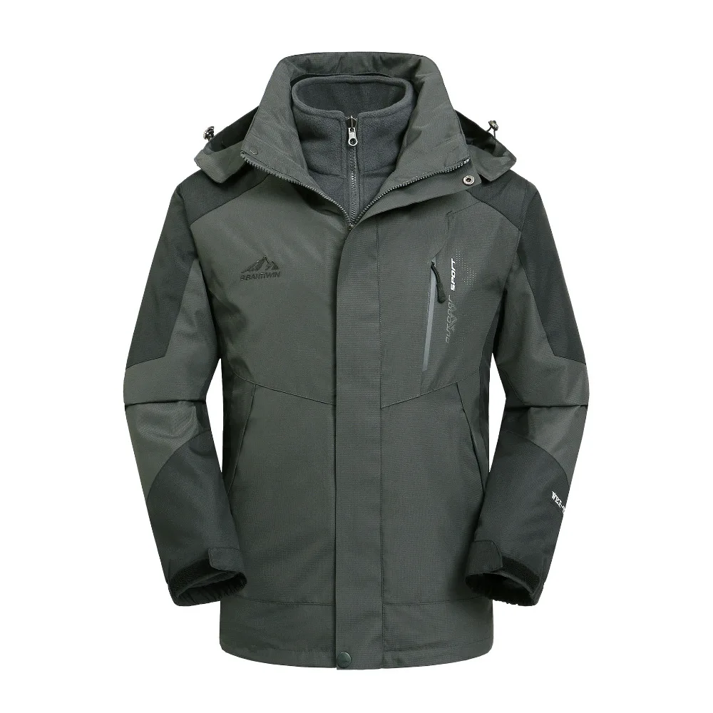 Men 3 In 1 Hiking Jackets Waterproof Outdoor Thermal Thicken Style Mens Winter Camping Coat 120 | Спорт и развлечения