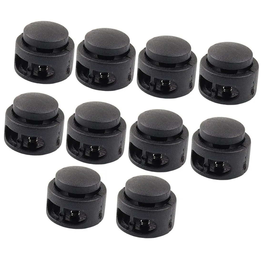 

Spring Stop Double Holes Plastic Lanyard Cord Locks End x 10
