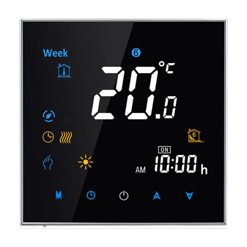 

95~240VAC Colorful Letter Negative Screen 5+2 Weekly Programmable 16A Electric Underfloor Heating Room Thermostat without Wifi