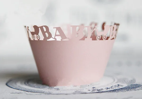 

Free shipping baking cake cup wrapper pink baby letter paper muffin cups liners wrappers decoration for girl birthday party