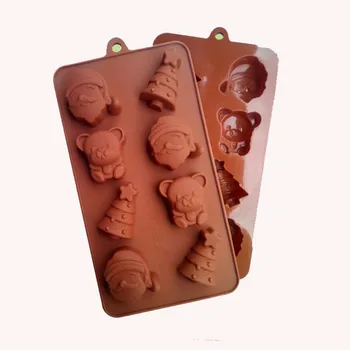 

MJ038 Food Grade Silicone Material,Christmas Tree,Santa Claus ,Little Bear Shape For Chocolate Handmade Mold, Cake Tools