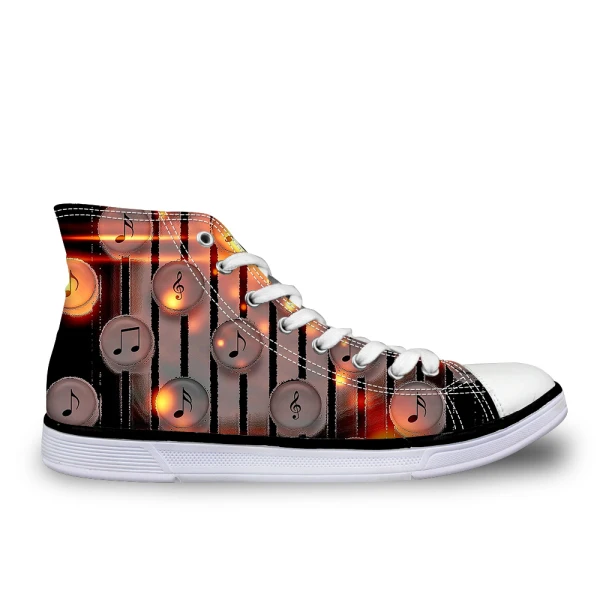 

Noisydesigns men's Vulcanize Shoes Musical Note Butterfly Print Casual Lace-up Flat Shoes for Teenager boys High Top Shoes New