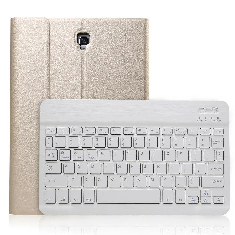 Bluetooth клавиатура кожаный чехол+ подставка Планшеты клавиатуры Чехол для 10,5 дюймов samsung Galaxy Tab S4 T830 - Цвет: Золотой