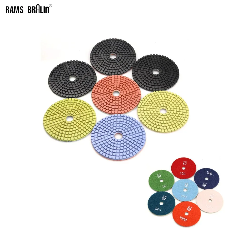 7 pieces 4" Diamond Flexible Polishing Pads Premium Quality Wet