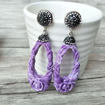 

1 Pair resin Cut Out Carvings Earring,Pave Rhinestone Drop Dangle Earrings Jewelry For Women Bohemia Earrings ER290