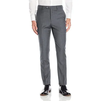

Custom Made Light Grey Men's Suit Pants Dress Pants Male Casual Long Trousers Slim Fit Flat Confirm Waistline Pants P513